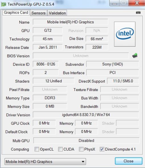 intel graphics hd3000信息