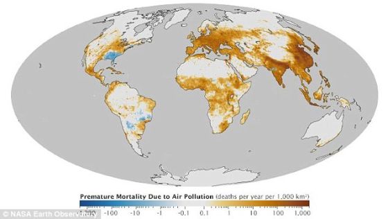 nasa繪製世界空氣汙染地圖:亞洲東歐為重災區