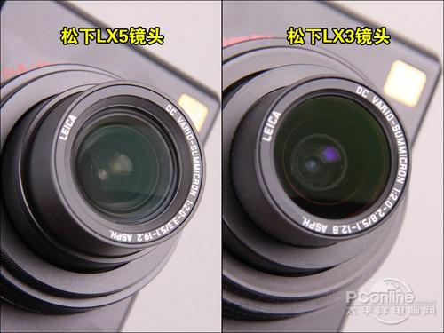 松下lx5与lx3镜头对比虽然仅仅是镜头长焦端变长了,最大光圈稍微变小