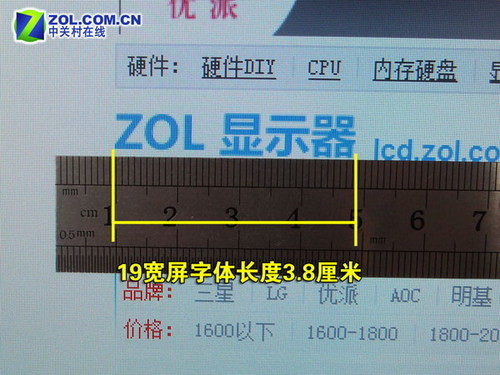 19宽屏戴尔e198wfp字体长度3.8厘米