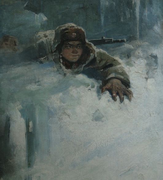 1962-1979年-通往前线的道路-180x100cm-布面油画-支援 60x117 布面