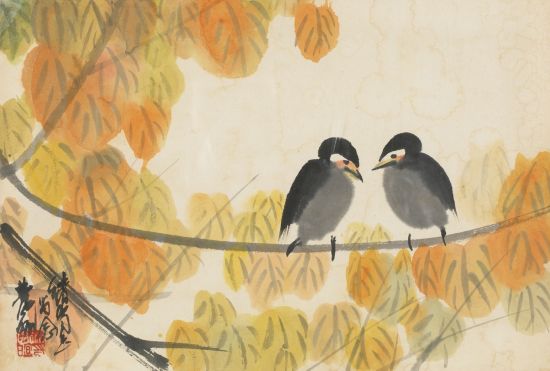 林风眠(1900-1991) 秋叶双雀