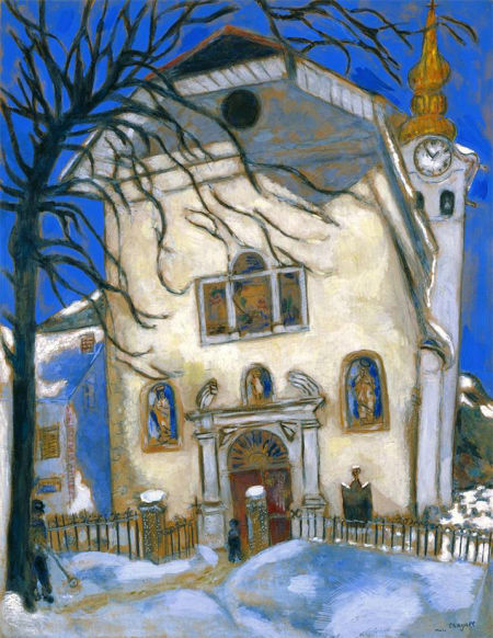马克·夏加尔(marc chagall)《被雪覆盖的教堂》(snow covered church