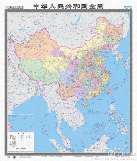 展示中国陆海疆域的地图——新编竖版《中华人民共和国全图》《中国