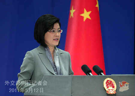 2011年5月12日,外交部发言人姜瑜主持例行记者会