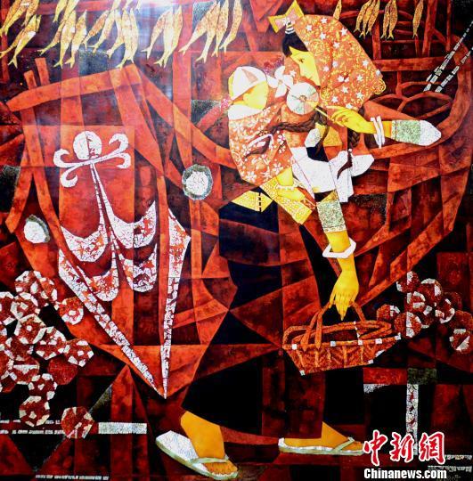 郑力为大型漆画精品《喜上眉梢》吸睛.