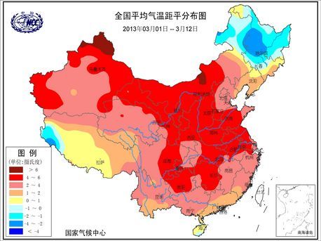 3月中旬我国大部气温偏高局面将明显缓和