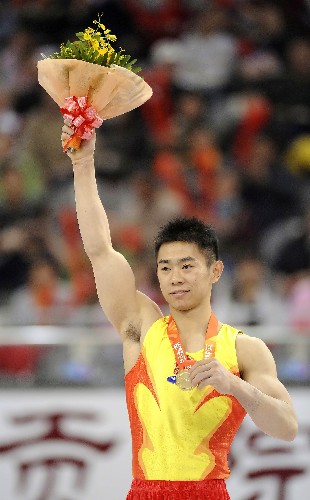 陆斌夺得男子跳马冠军