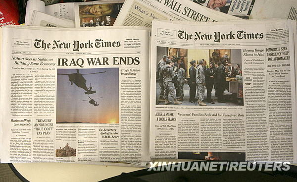 "山寨版"纽约时报头条宣布伊战结束(2)_新闻中心_新浪网