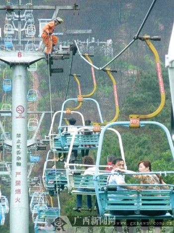 桂林尧山观光缆车事故78名游客全部脱险