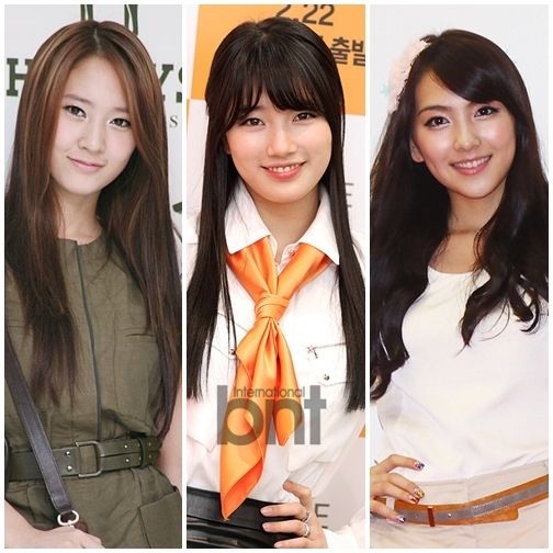 从左至右:郑秀晶,秀智, 姜智英
