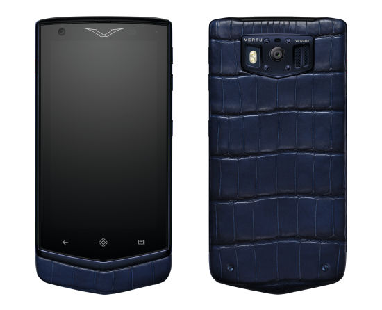 vertu星座系列海军蓝鳄鱼皮款手机