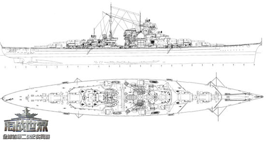 俾斯麦战列舰平面图图片