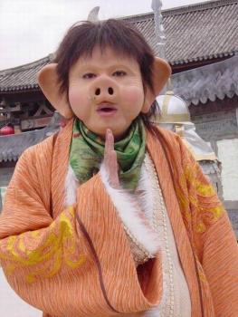 看到美女就眼红,流口水.哈哈新版西游记—"猪八戒".