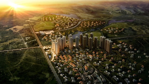 洛森堡映山成都 洛森堡映山成都洛森堡成都麓山国际社区鸟瞰图合川区