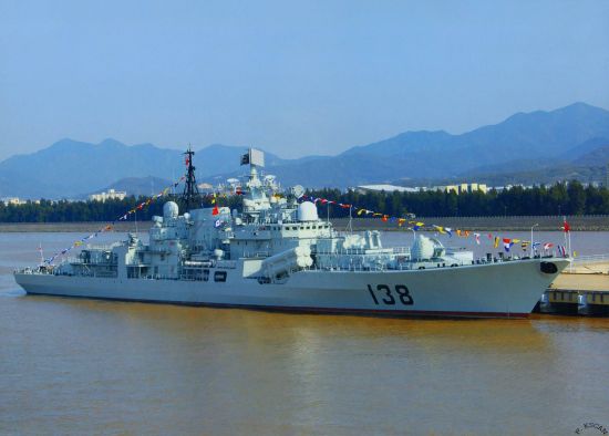 资料图:中国海军138号现代级驱逐舰.