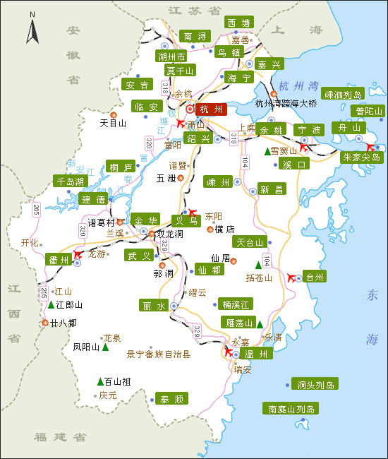 浙江省旅游资源分布图图片