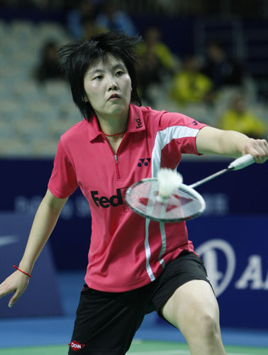 图文中国羽毛球公开赛女单决赛蒋燕皎专注比赛